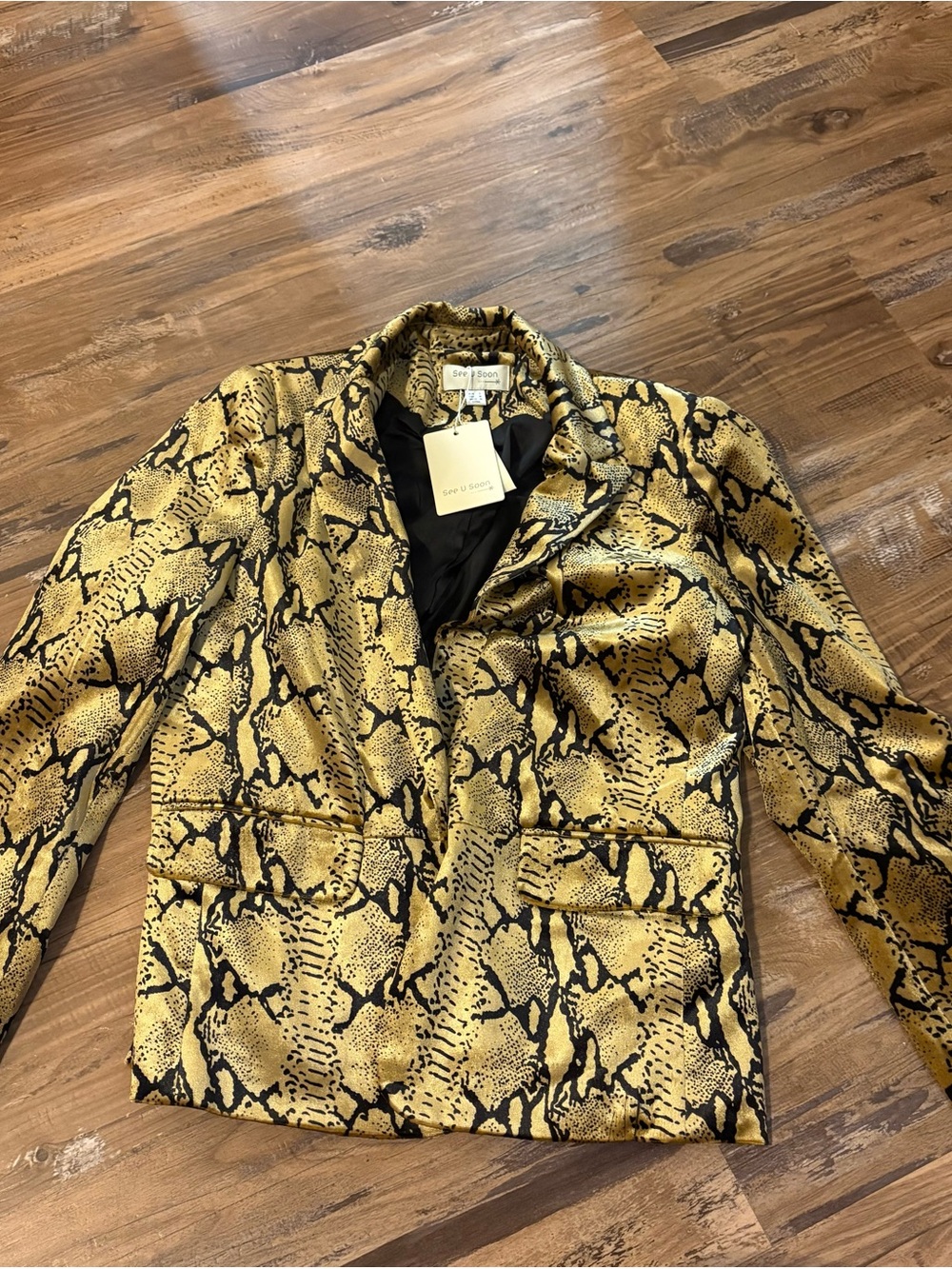 See U Soon Snake-Print Lightweight Blazer Jacket